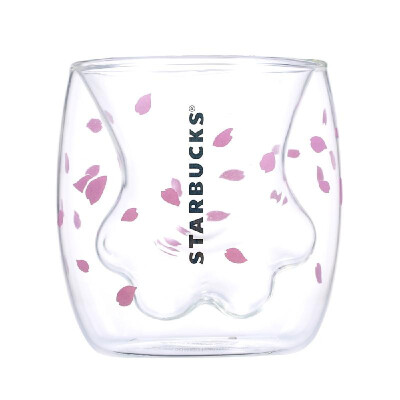 

Transparent Cherry Blossom Cat Paw Mug Cat-claw Coffee Cup Glass Mug