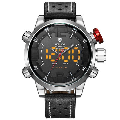

WEIDE WH5210 Dual Display Two Movement Quartz Digtal Men Watch 3ATM Waterproof LED Backlight Dual Time Zone Week Alarm Month Calen