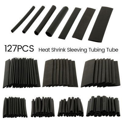 

127Pcs Black Glue Weatherproof Heat Shrink Sleeving Tubing Tube Assortment Kit Electrical Connection Electrical Wire Wrap Cable