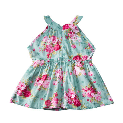 

Newly Fashion 3-8T Summer Baby Girls Casual Cute Sleeveless Dress Girls Flower Printed Sling Dresses