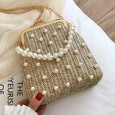 

Women 2019 spring&summer new Korean version of braided chain shell bag chic fashion slung clip bag womens bag