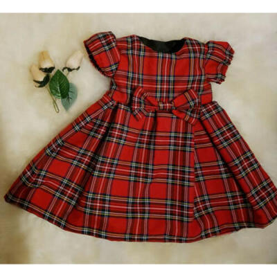 

Infant Kid Baby Girl Princess Party Dress Red Plaid Bowknot Tutu Dresses Clothes