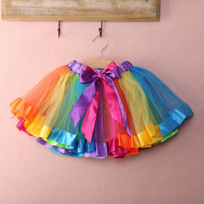 

Kids Lovely Colorful Tutu Skirt Girls Rainbow Tulle Tutu Mini Dress
