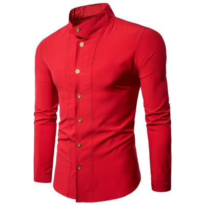 

Casual Stand Collar Long Sleeve Shirt