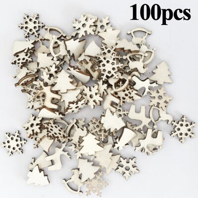 

100pcs Christmas Wooden Craft Xmas Ornament Tree Hanging Decorations Home Decor