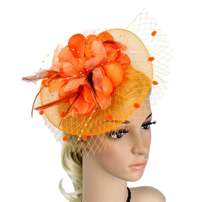 

Lady Flower Mesh Fascinator Feather Headband Party Headwear Cocktail Headpiece