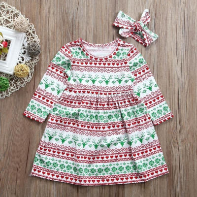 

Toddler Kid Baby Girl Christmas Costume Long Sleeve Tutu Dress Headband Outfit C