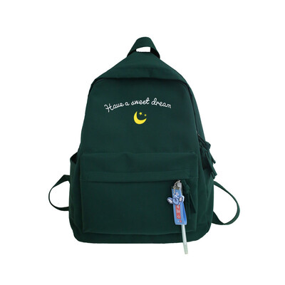 

INSF Nylon Bookbag Female Korean Version High School Tea Green Student Chao Brand Backpack Shoulder Bag Middle School Student