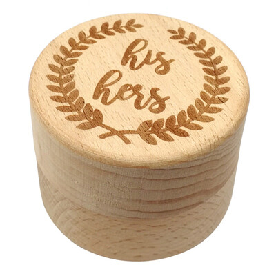 

Letter Engraved Rustic Wooden Ring Box Round Ring Bearer Holder Jewelry Case Storage Container For Wedding Engagement Proposal