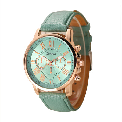 

2015 New Luxury Bracelet Geneva Roman Faux Leather Analog Quartz Wristwatch