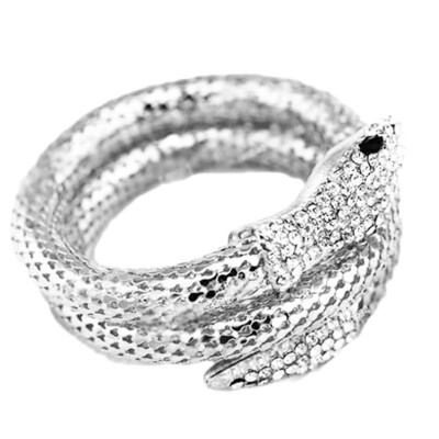 

Women Vintage Retro Punk Rhinestone Curved Stretch Snake Cuff Bangle Bracelet Hot Sale