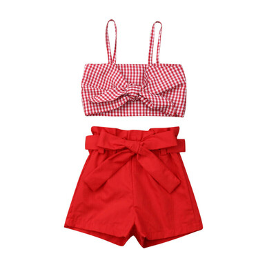 

Toddler Kid Baby Girls Bow Crop Tops Vest Pants Shorts Outfits Clothes