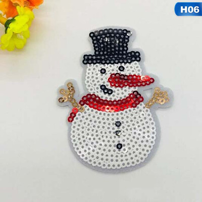 

Santa Claus Christmas Tree Snowman Sequin Embroidery Cloth Clothing Patches Appliques Stickers