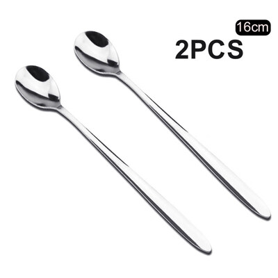 

2Pcs Long Handle Stainless Steel Tea Coffee Spoons Ice Cream Scoop Cutlery Set