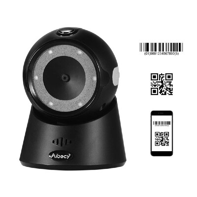 

Aibecy YHD-9100 Desktop 1D2DQR Barcode Scanner USB Wired Bar Code Reader Compatible with Windows Mac OS POS Cash Register Linux