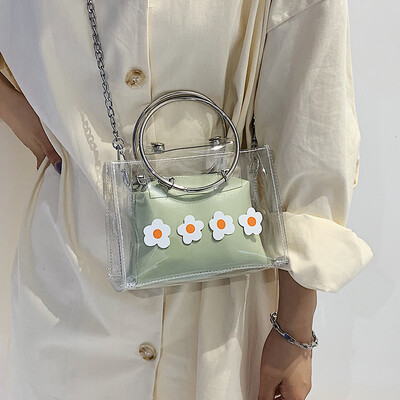 

Summer transparent small bag female 2019 new wave Korean version of the wild Messenger bag chain small fresh hand-held jelly package