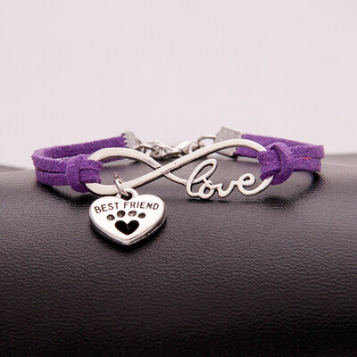 

Fashion Simple Love Heart Dog Claw Pendant Weaving Bracelet Unisex Pair Hand Chain Jewelry Hot Gift