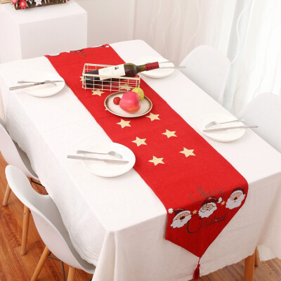 

Siaonvr Creative Christmas Cotton Linen Tablecloth Table Flag Desktop Decoration