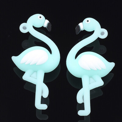 

Silicone Big Pendants Flamingo Shape PaleTurquoise 57x27x16mm Hole 2mm