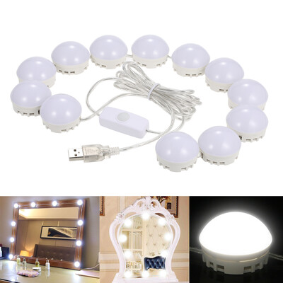 

10Pcs Vanity Mirror LED Light Bulbs Kit USB Charging Port DIY Comestic Make Up Lamp Dimmable 5 Levels Brightness Adjustable for Dr