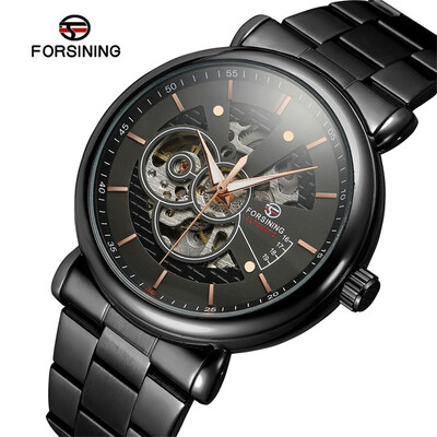 

Gobestart Hollow Luxury Design Business Fashion Mens Steel Belt Mechanical Watch
