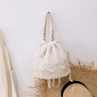 

Tailored Women Beach Flower Straw Bucket Bag Burlap Square Bag Messenger Bag