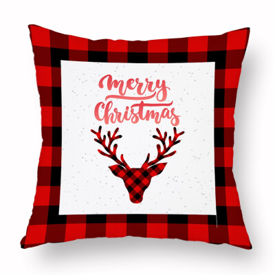 

Merry Christmas Elk Christmas Tree Snowflake Plaid Pillow Covers Holiday Sofa Throw Cushion Case Xmas Decor