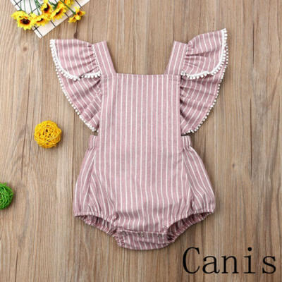 

US Summer Newborn Baby Girl Ruffle Solid Romper Bodysuit Jumpsuit Outfit Clothes
