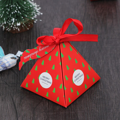 

1PC Merry Christmas Candy Gift Box Bag Creative Christmas Tree Decoration Gift Box Baking Paper Box Gift Bag Container