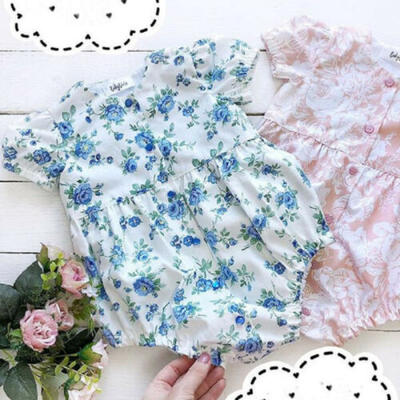 

US Newborn Infant Baby Girls Clothes Floral Short Sleeves Romper Summer Outfit