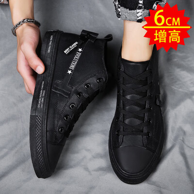 

Mens shoes autumn Joker casual high canvas shoes Korean fashion shoes black sports shoes
