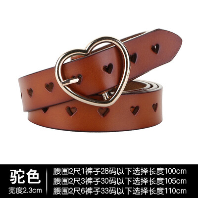 

New ladies leather leather belt fashion pin buckles belt simple love all take hollow decoration belt thin belt Harajuku Cinto