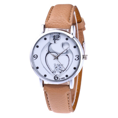 

Top Brand New Watch Women Girl Heart Leather Wristwatches Casual Sport Fashion Female Crystal Luxury Quartz Watches &Ff