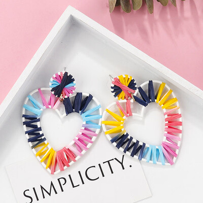 

Flashbuy Heart Handmade Rattan Statement Earrings for Women Rafite Earrings Pendientes Fashion Girls Jewelry Party Accessories