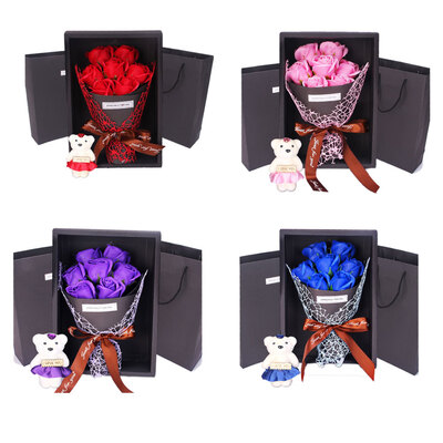 

Romantic Valentines Day Gift Bear Soaps Rose Flowers Bath Big Petals ChristmasWeddingParty Gift Decoration