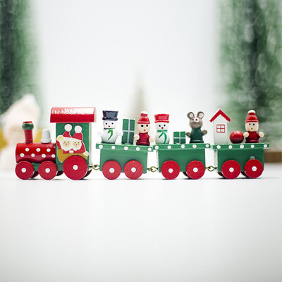 

Cute Wooden Christmas Train Santa Claus Table Ornament Xmas Tree Kid Gift Home Decor