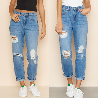 

Tailored Fashion Womens High Waist Hole Pocket Button Zipper Denim Slim Fit Jeans Pants