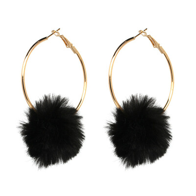 

JURAN Lovely Vintage Cotton Balls Hoop Earrings Fashion statement Earrings For Women Jewelry Statement Bamboo Earrings Maxi Eth