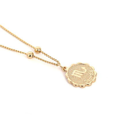 

Star Zodiac Sign 12 Constellation Necklaces & Pendants Choker Beads Coin Necklaces for Women Long Chain Necklace bijoux femme