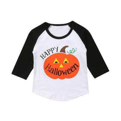 

Toddler Baby Girl Boy Cute Pumpkin T-Shirt Long Sleeve Happy Halloween Letter Printed Tops Casual Clothes
