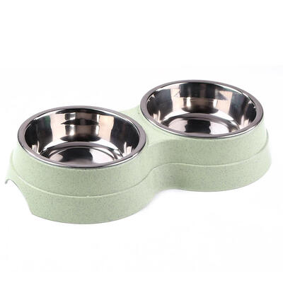 

Dog Double Bowl Puppy Food Water Feeder Stainless Steel Pets Drinking Dish
