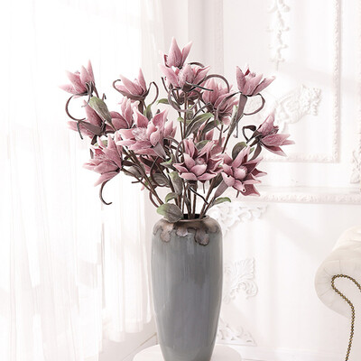 

Artificial Plants Life-like 3 Heads Lotus Flowers Home Room Wedding Party Decor