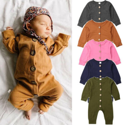 

Newborn Infant Baby Boy Girl Button Romper Bodysuit Jumpsuit Fall Outfit Clothes