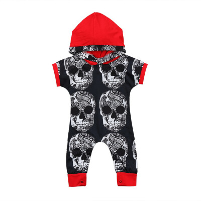 

Summer Newborn Toddler Baby Boys Clothes Hooded Skull Romper Jumpsuit Outfits