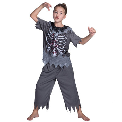 

Unisex Child Halloween Skeleton Zombie Costumes Shirt Pants Kit Masquerade Cosplay Party Props-- Size for 3-4 Years Old Kids