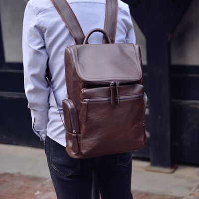 

Bucket bag Japanese backpack bag tide bag boys backpack bag leather pu leather travel bag