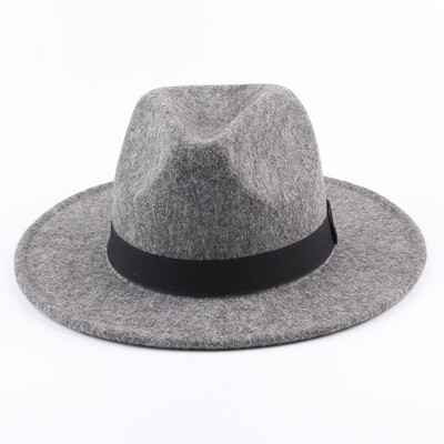 

Women Men Unisex Felt Trilby Hats Wide Brim Adjustable Fedora Jazz Hat Caps