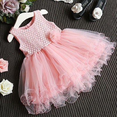 

Princess Kids Girls Dress Lace Flower Party Gown Formal Dresses Tulle Tutu Dress