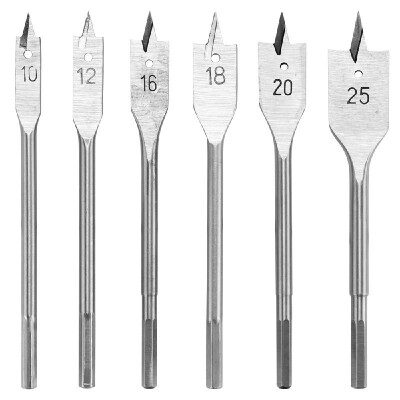 

6pcs Flat Spade Drill Bits Set Metal Bit Kit Hex Shank Woodworking Tool Accessories