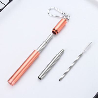 

Reusable Metal Telescopic Drinking StrawsBrush Travel Foldable Portable Straws